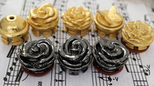 Rose design crown for concert flutes in Sterling Silver, Polished Bronze, and various other materials and finishes