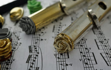 Rose design crown for concert flutes in Sterling Silver, Polished Bronze, and various other materials and finishes