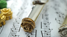 Rose Flute Crown in Polished Bronze on a silver headjoint