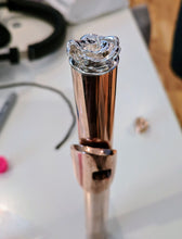 Silver Rose Design flute crown on a rose gold headjoint