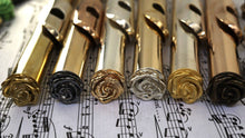 Rose design crown for concert flutes in Sterling Silver, Polished Bronze, and various other materials and finishes